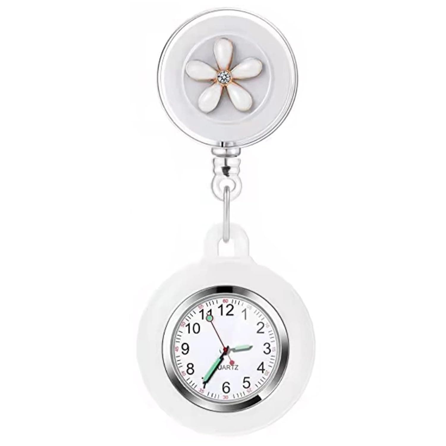 3X Retractable Nurse Watch for Nurses Doctors, Clip-on Hanging Lapel Nurse Watch Silicone Cover Brooch Fob Pocket Watch Badge Reel