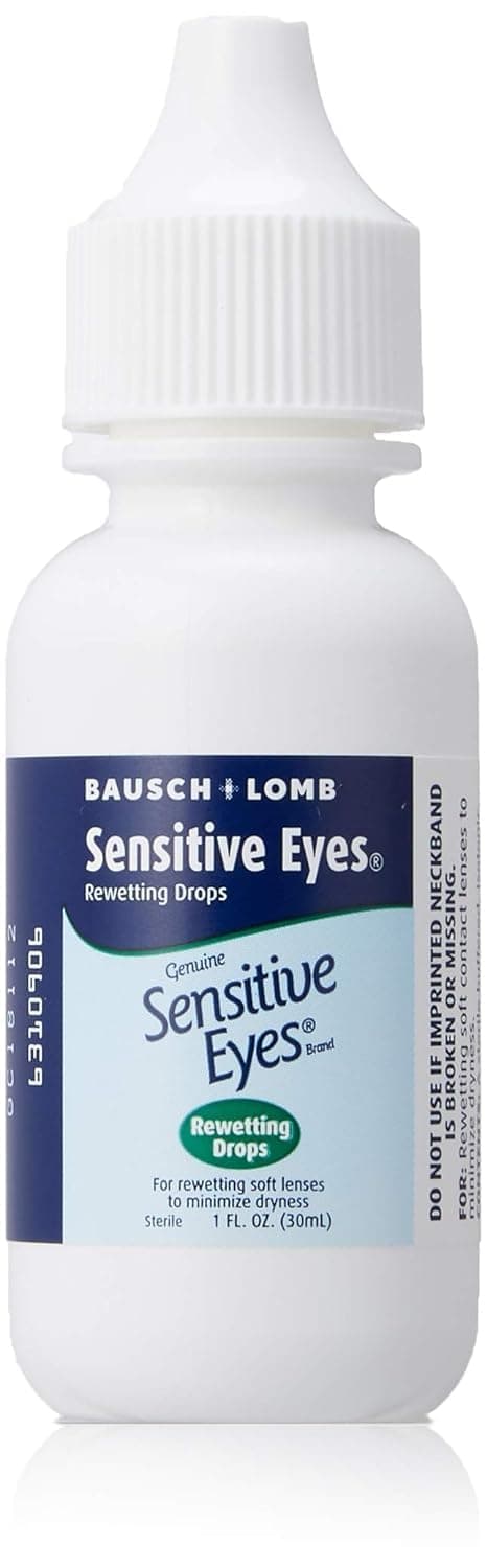 Bausch + Lomb Sensitive Eyes Contact Lens Rewetting Drops, for Rewetting Soft Contact Lenses, 1 Fl Oz (30 mL)
