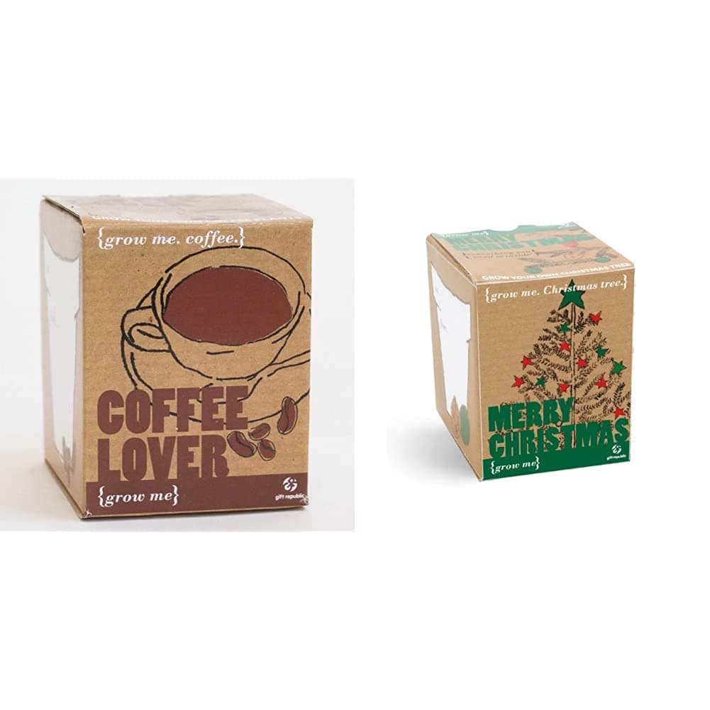 Gift Republic GR130003 Grow Me Coffee Lover, 12.0 cm*12.0 cm*12.0 cm & Grow Me Christmas Tree