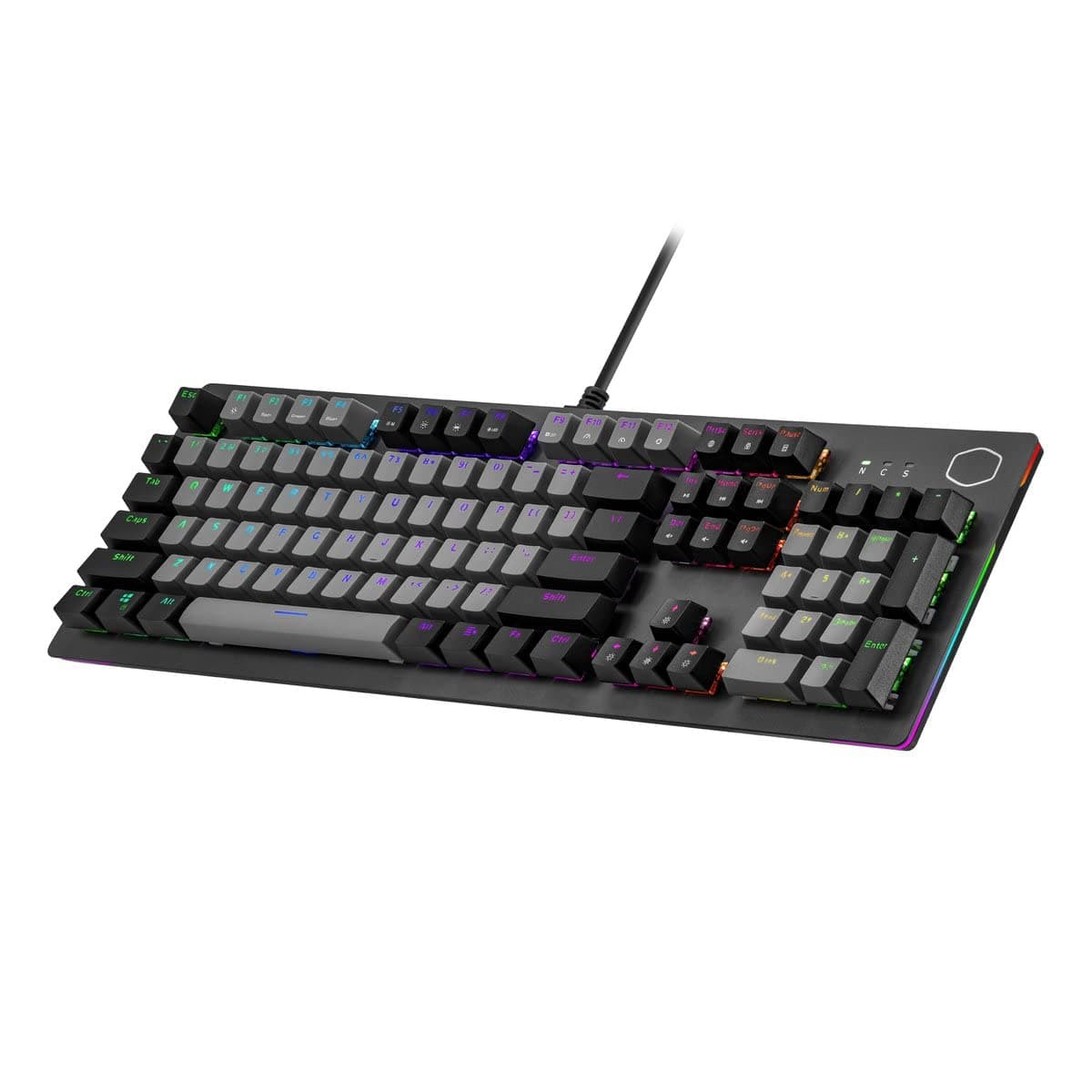 Cooler MasterCK352 Full Mechanical Gaming PC Keyboard, Tactile Brown Switches, Customizable RGB Illumination and Lightbars, Sandblasted Aluminum Top, Dual Keycap Scheme, QWERTY (CK-352-GKMR1-US)