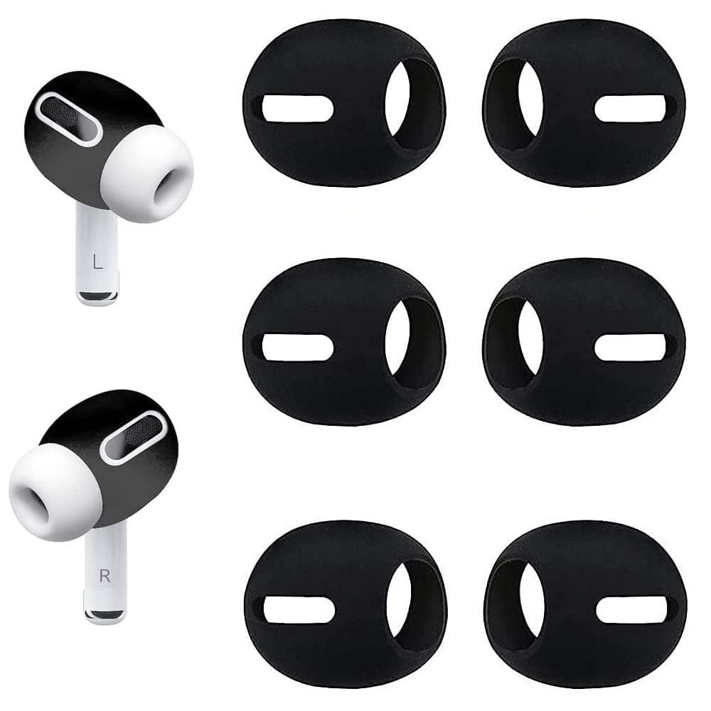 Fit in Case Air Pods Pro 2 Eartips Covers Anti-Slip Earuds Cover Silicone Compatible with AirPods Pro 2【 Fit in The Charging Case 】 3 Pairs Black pro2b