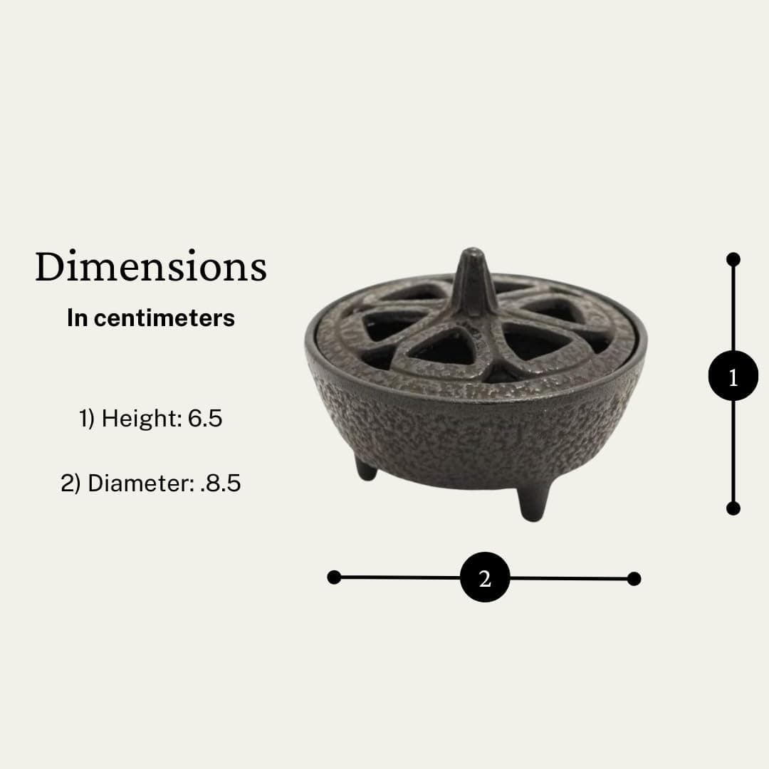 Cast Iron Incense Burner for Incense Resins, Cones or and Wax Melts Log Burner/Stove Wax Melter