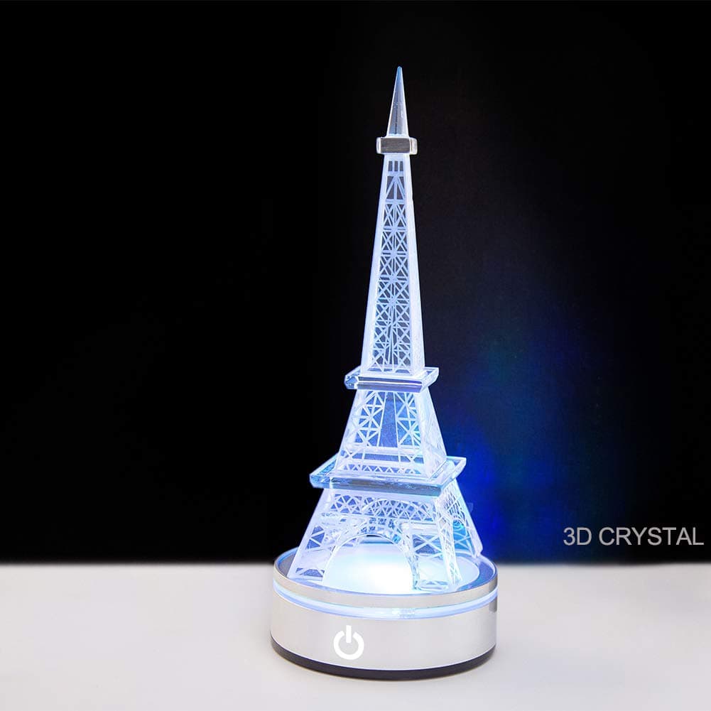 IFOLAINA LED Light Base Multicolor Round Show Stand Display Plate for 3D Crystal Glass Art with Sensitive Touch Switch