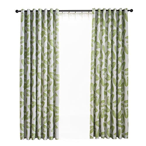 Palm Leaves Blackout Curtains/Drapes,Curtains Room Darkening Thermal Chilliness Insulating Grommet Top Window Drapes,Living Room Bedroom Decor,52x84Inch,1Panels (Grey and Green)