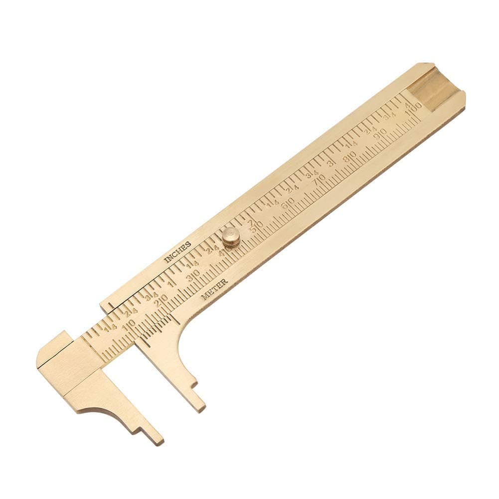 ELECDON Retro Vernier Caliper, 1pc Mini Brass Sliding Gauge Pocket Vernier Caliper Ruler Measuring Tool Double Scales mm/inch (100mm)