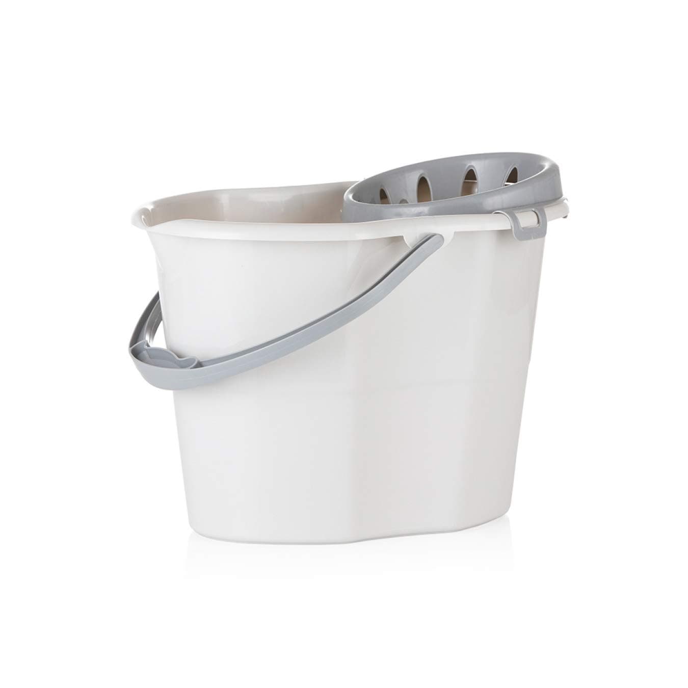 OurHouse SR22007 Bucket with Mop Wringer, Carry Handle, 15 L, Grey