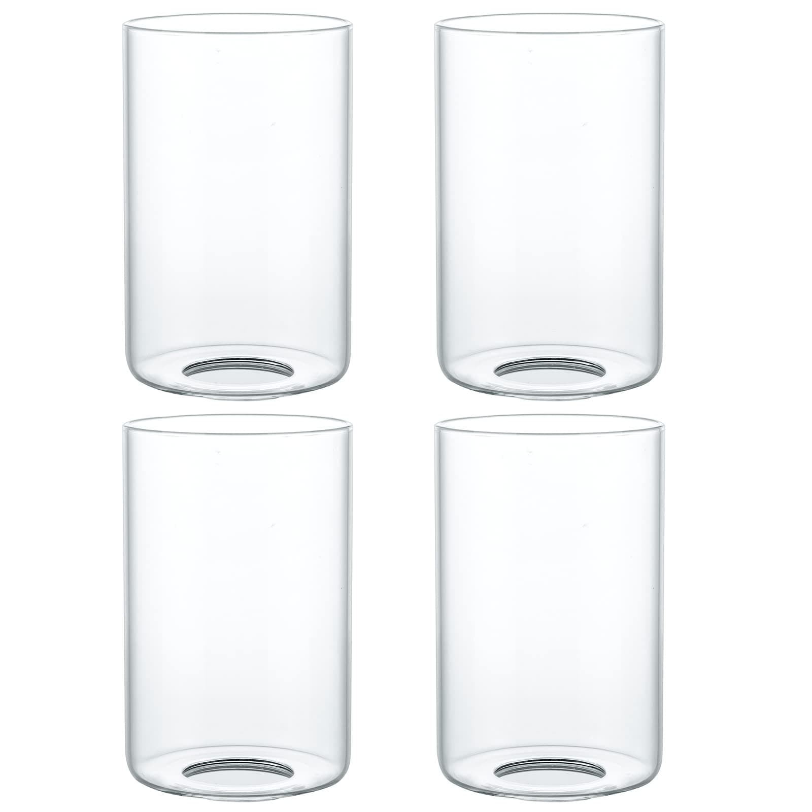 Skelang Clear Lip-Less Glass Lamp Shade, Cylindrical Light Cover with Fitter Opening, Replacement for Chandelier, Bathroom Vanity Light, Pendant, 4 Pcs