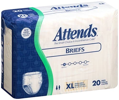 Attends Care Poly Briefs with Odor-Shield for Adult Incontinence Care, X-Large, Unisex, 20 Count (Pack of 3, Packaging May Vary)