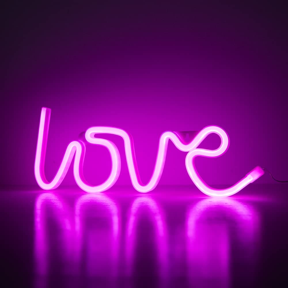 – ENUOLI Love Neon Signs Love Light Pink Neon Lights LED Sign for Valentine's Gift Girls Room Kids Room Neon Wall Sign USB/Battery Powered Neon Light up