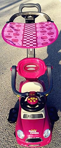 Purple Kids Ride On 3 in 1 Push Car with Canopy Toddler Wagon W Handle Horn Outdoor Stroller &Easy Wheel &Electronic