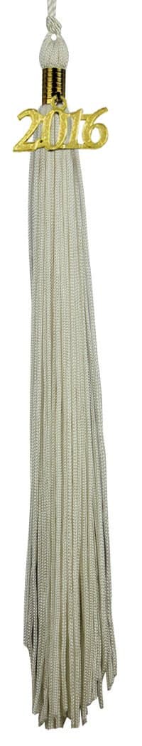 Ariro Graduation Tassel with Gold Year Charm (White)