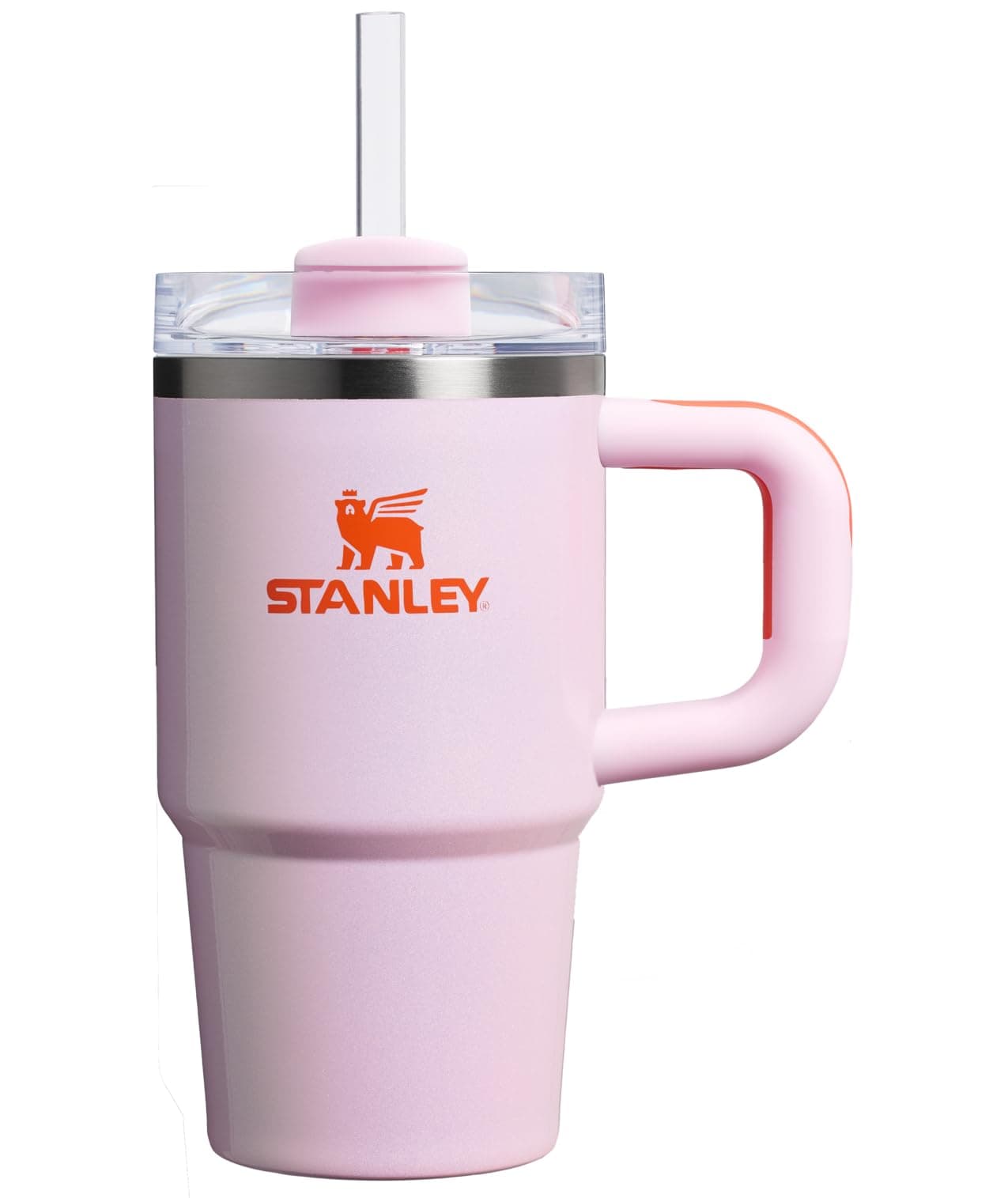 Stanley Quencher H2.0 Tumbler with Handle and Straw 20 oz | Flowstate 3-Position Lid | Cup Holder Compatible for Travel | Insulated Stainless Steel Cup | BPA-Free | Rose Petal Shimmer