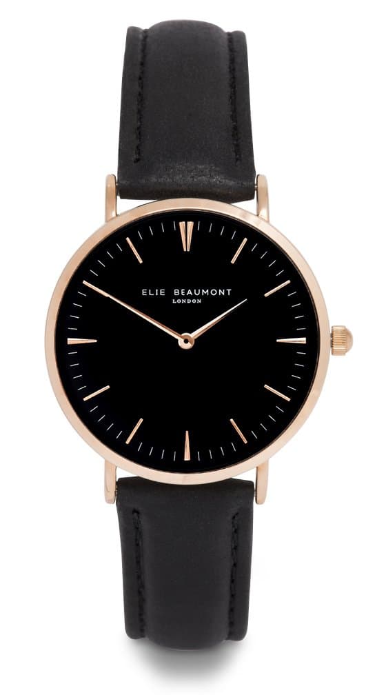 Elie Beaumont Women's Quartz Small Watch with Black Dial Analogue Display -Oxford Small -Black Nappa Leather EB805LBlackBlack