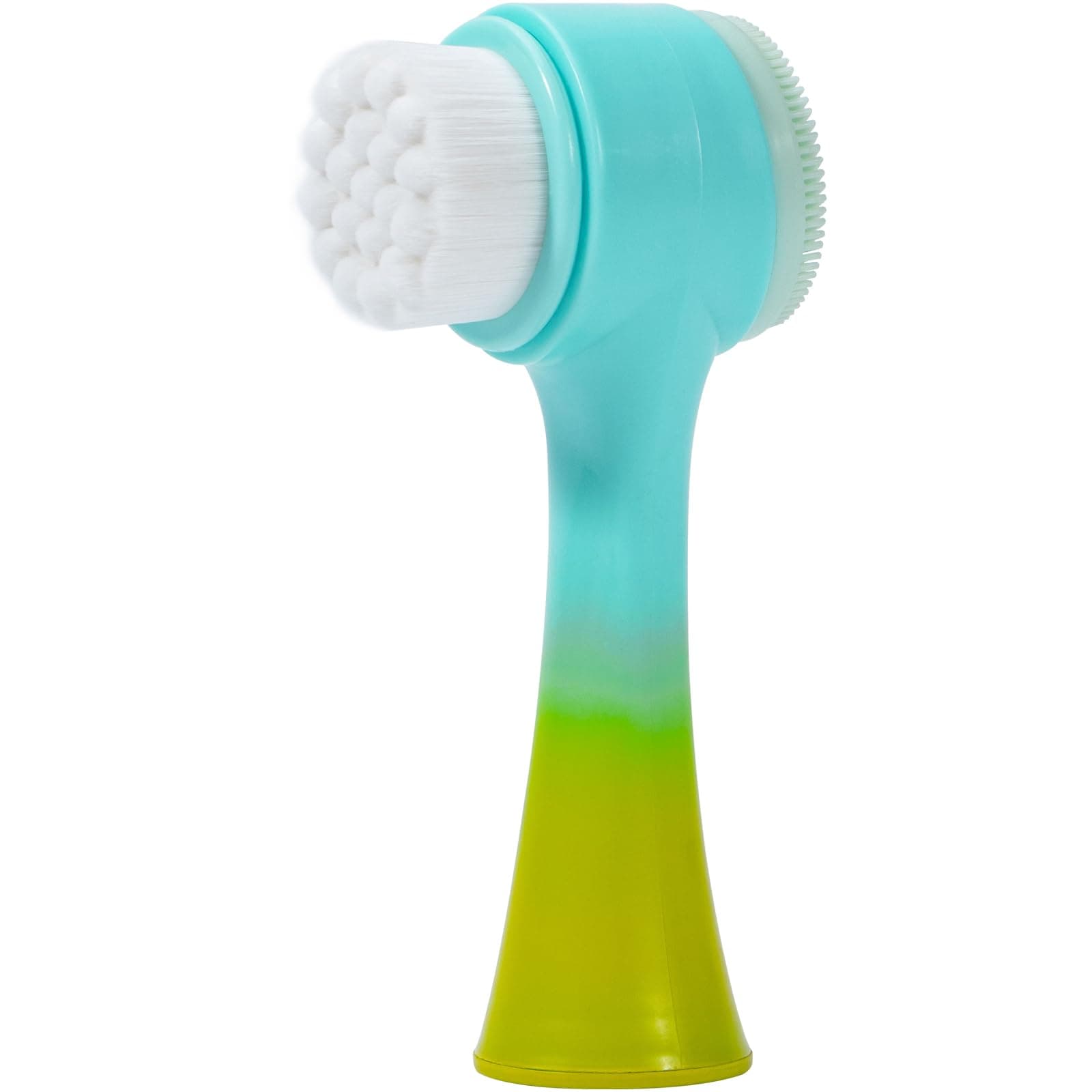 Face Brush 2 in 1, Silicone Facial Cleansing Exfoliating Brush Soft Bristles Pore Deep Cleansing Manual Dual Face Wash Scrub Brush For Massaging, Makeup Skincare Removal, Gradient Blue