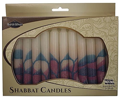 Judaica Purple White & PInk 12 Pack Shabbat Sabbath Candles Made in Israel