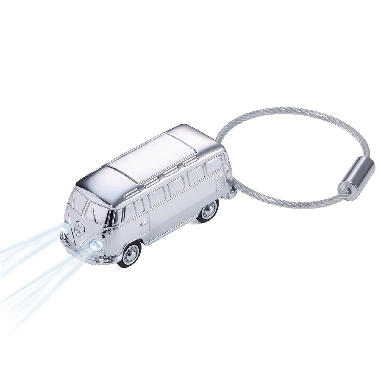 TROIKA Light Bulli T1 1962 KR17-40/CH Key Ring with LED Light (White) Bulli (Motif: Volkswagen T1, 1962) Glossy Silver Official Licensed by Volkswagen Troika, silver, 6 cm, Keyring