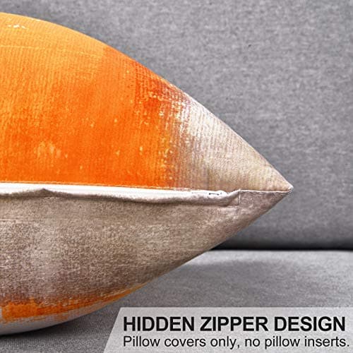 Yastouay Orange Throw Pillow Covers Burnt Orange Grey Pillow Covers Set of 4 Decorative Cushion Covers for Couch Living Room Home Decor, 18 x 18 inches