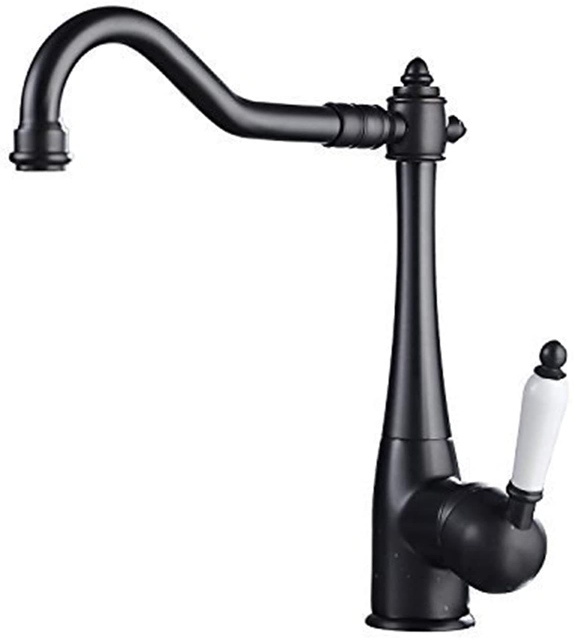 Kitchen Faucet Black Traditional Period Single Ceramic Lever Kitchen Sink Faucet Mixer Tap One Hole Wet Bar Sink Faucet Commercial Farmhouse