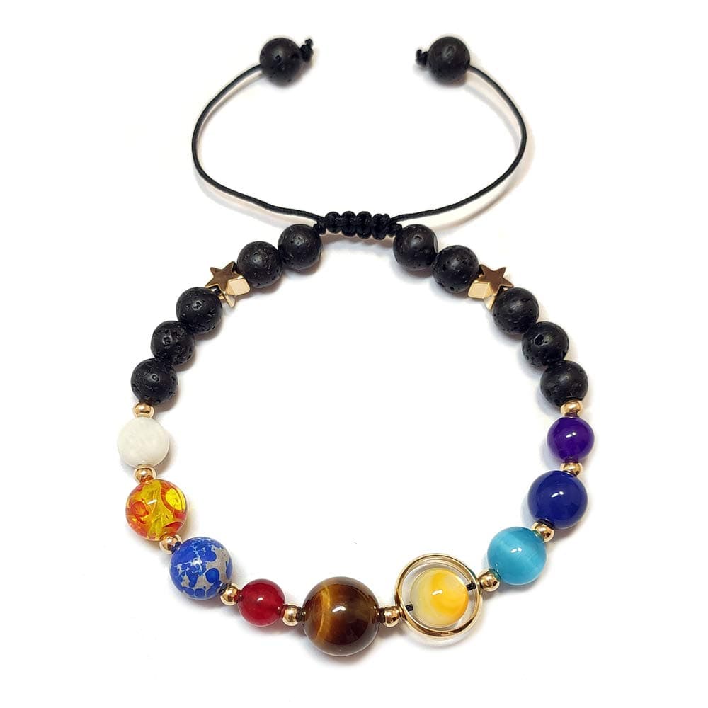 Women Stone Bead Charm Bracelet Universe Galaxy the Eight Planets Nine Planets in the Solar System Guardian Star Bracelets