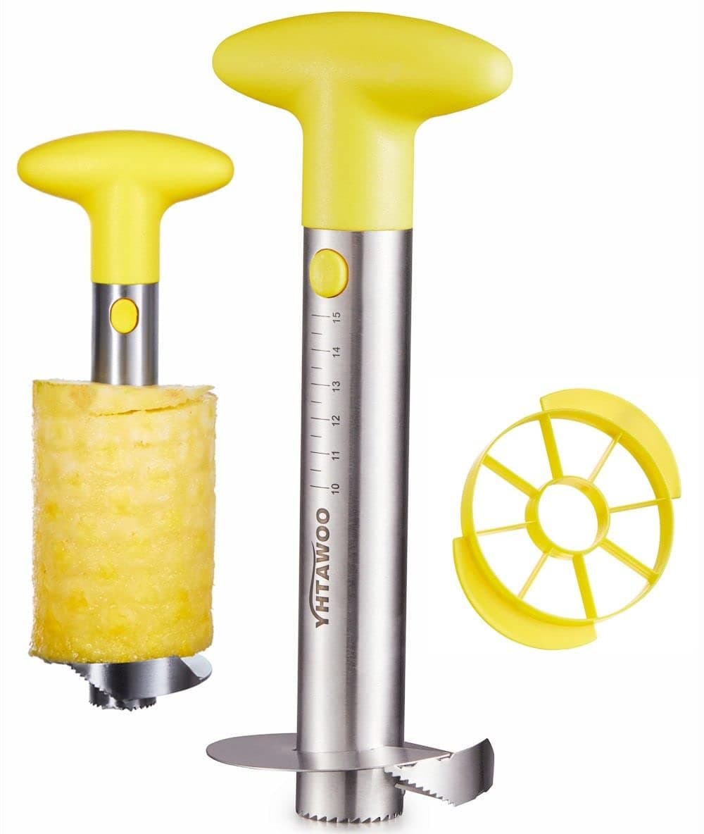 Pineapple Cutter and Corer, Pineapple Corer and Slicer Tool,[Reinforced sharp blades & Heavy duty & Durable], Best Pineapple Peeler, Stainless Steel Decorer Fruit Knife, Easy Core Remover