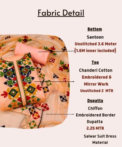 EthnicJunction Women's Rajasthani Mirror Work Chanderi Embroidery Unstitched Salwar Kameez Dress Material