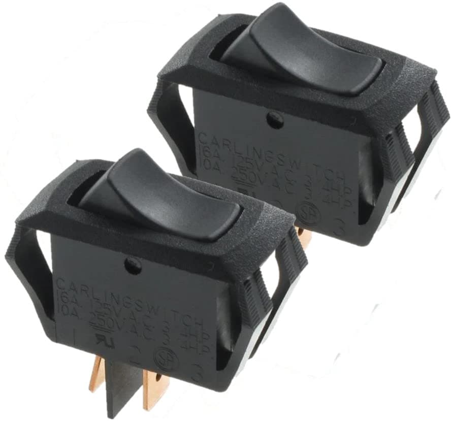 Carling Technologies Curvette Rocker Switch RA901-RB-B-0-N | SPST ON-None-Off | 10A 250VAC / 16A 125VAC | Pack of 2