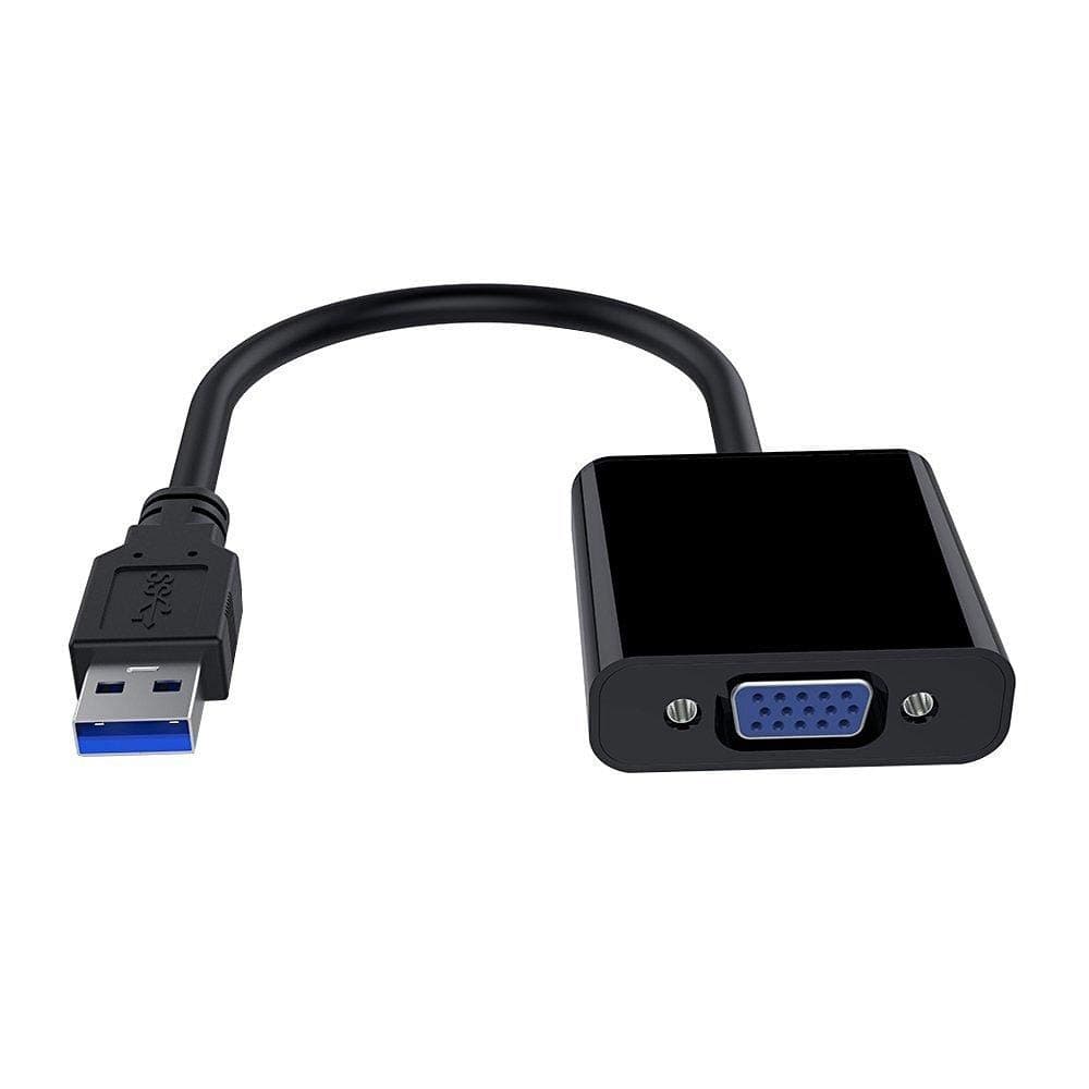 USB 3.0/2.0 Male to VGA Female Multi Monitor External Video Card Adapter (Black)
