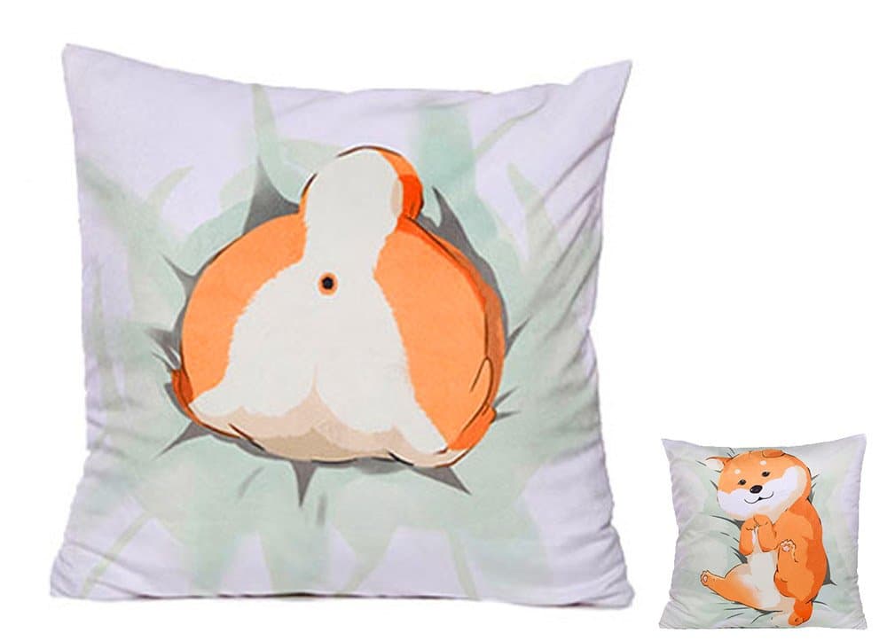 MathewArtCute Shiba Inu Square Decorative Plush Cushion Cover Pillowcase Duplex Printing Zippered Throw Pillow Cover-1pcs