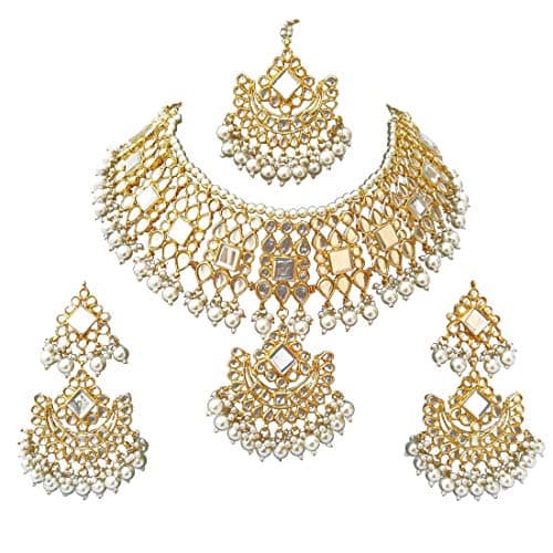 Retailbees Indian Wedding Kundan Jewelry Choker Necklace Set for Women