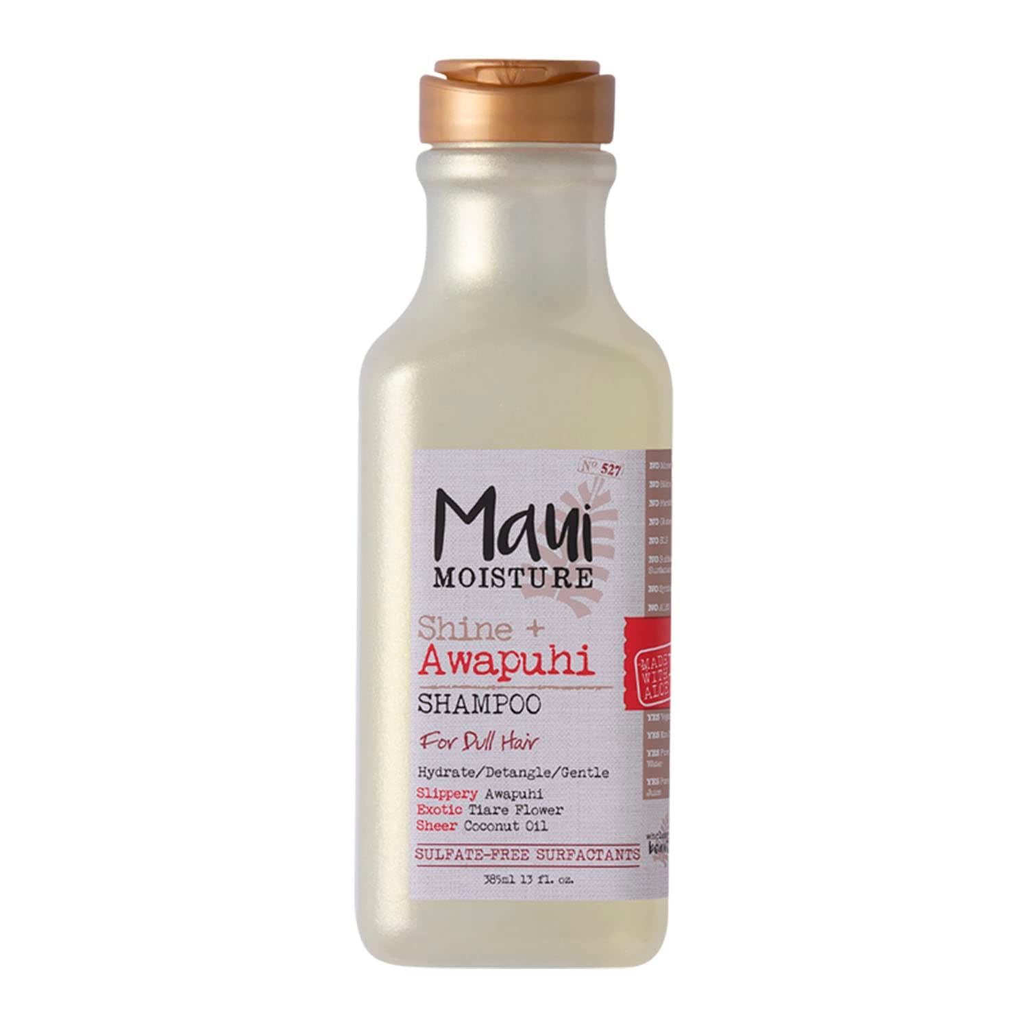 Shine + Awapuhi Moisturizing Vegan Shampoo with Coconut Oils for Shiny Hair, Silicone-Free & Sulfate-Free Surfactant Aloe Shampoo to Detangle & Hydrate Dull Hair, 13 fl. Oz