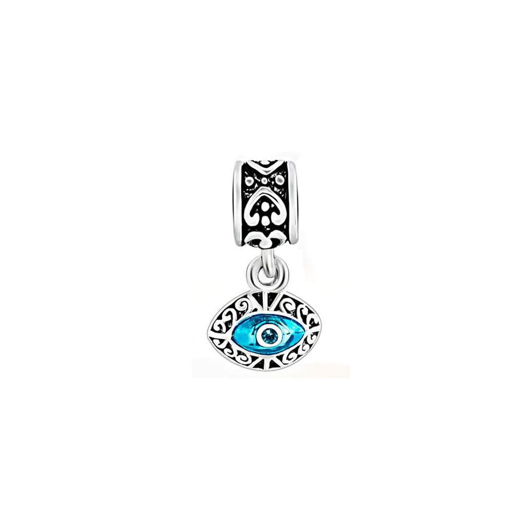 Star Of David Charm Aqua Blue CZ Evil Eye on Hand Of Hamsa Fatima Religious Charms Beads