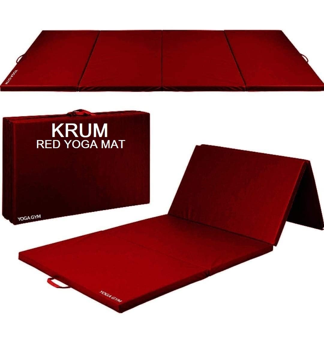 KRUM Foldable High-Density Foam Gymnastics Training Tumbling Exercise Yoga Mat for Men & Women, 22mm Thick, 72 x 24 x 22mm (RED)