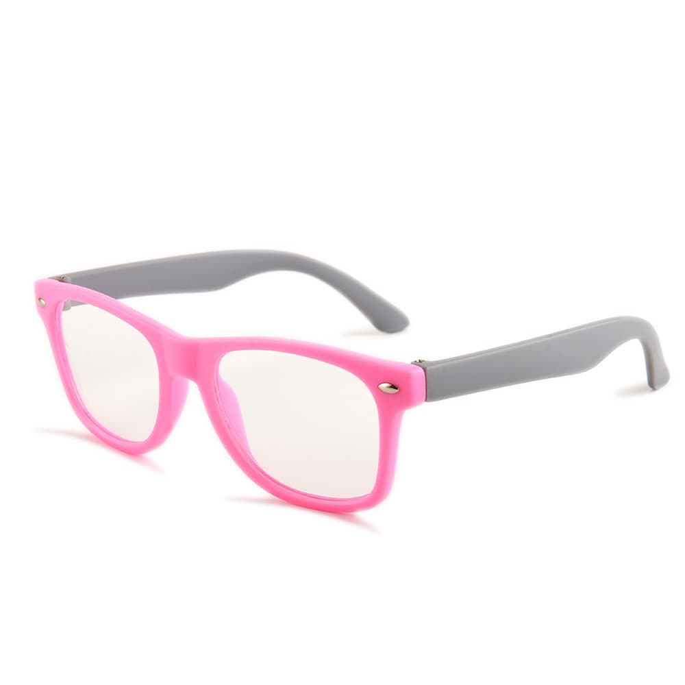 Gudzws Kids Anti Blue Light Glasses Rectangle Plastic Frame Protect Eyesight from Digital Display Computer TV Boys Girls Child Unisex Pink (suitable for 5-12 years old)