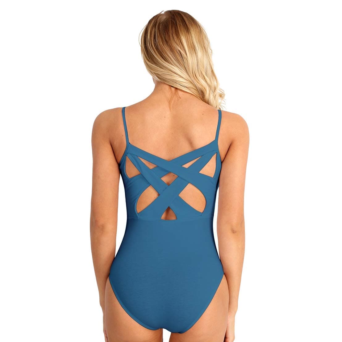zdhoor Women's Cross Cross Back Camisole Straps Ballet Dance Leotard Bodysuit with Built in Bra
