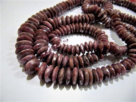 Natural Ruby Silverite German Cut Rondelle Faceted Beads Disc Shape Beads 8 to 12mm Ruby AB Coated Beads Length is 8 Inch