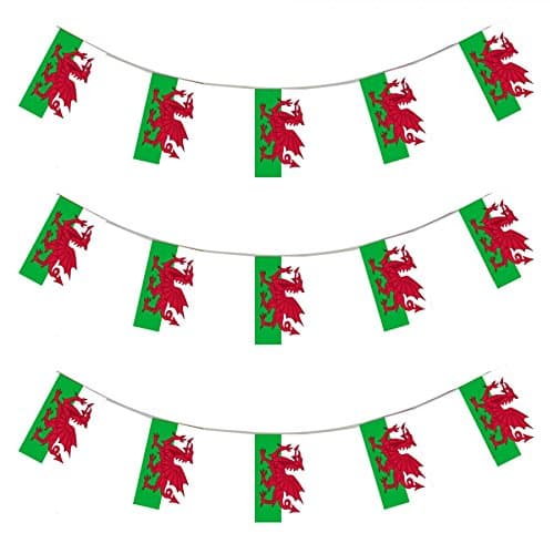 Wales Flag Welsh String Flags Banner 33ft Decoration