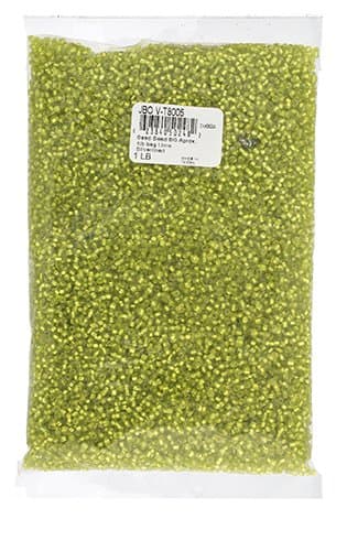 John Bead Outlet 8/0 Vintage Seed Bead Bag, 1-Pound, Lime Silver Lined