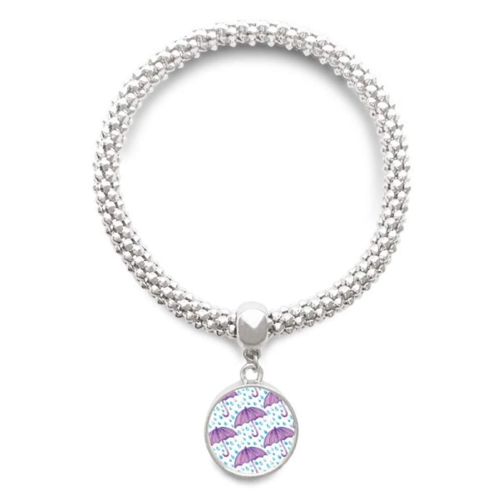 DIYthinker Purple Watercolor Umbrella Rain Sliver Bracelet Pendant Jewelry Chain Adjustable Bangle