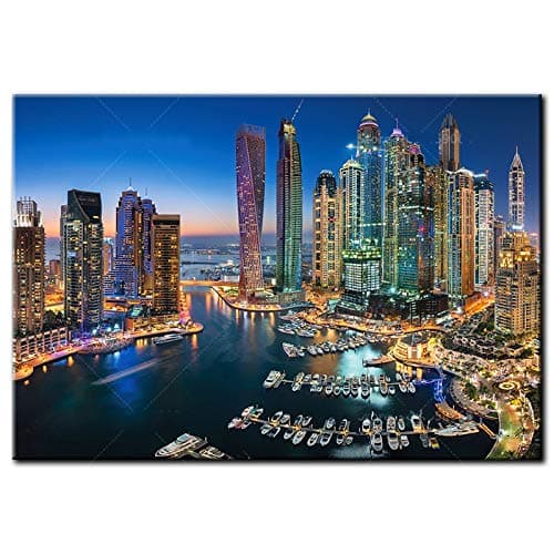 DIY Diamond Embroidery 5D Diamond Painting Cross Stitch Skyscrapers of Dubai Full Square Pictures of Rhinestones Mosaic-Round Drill 70x50cm