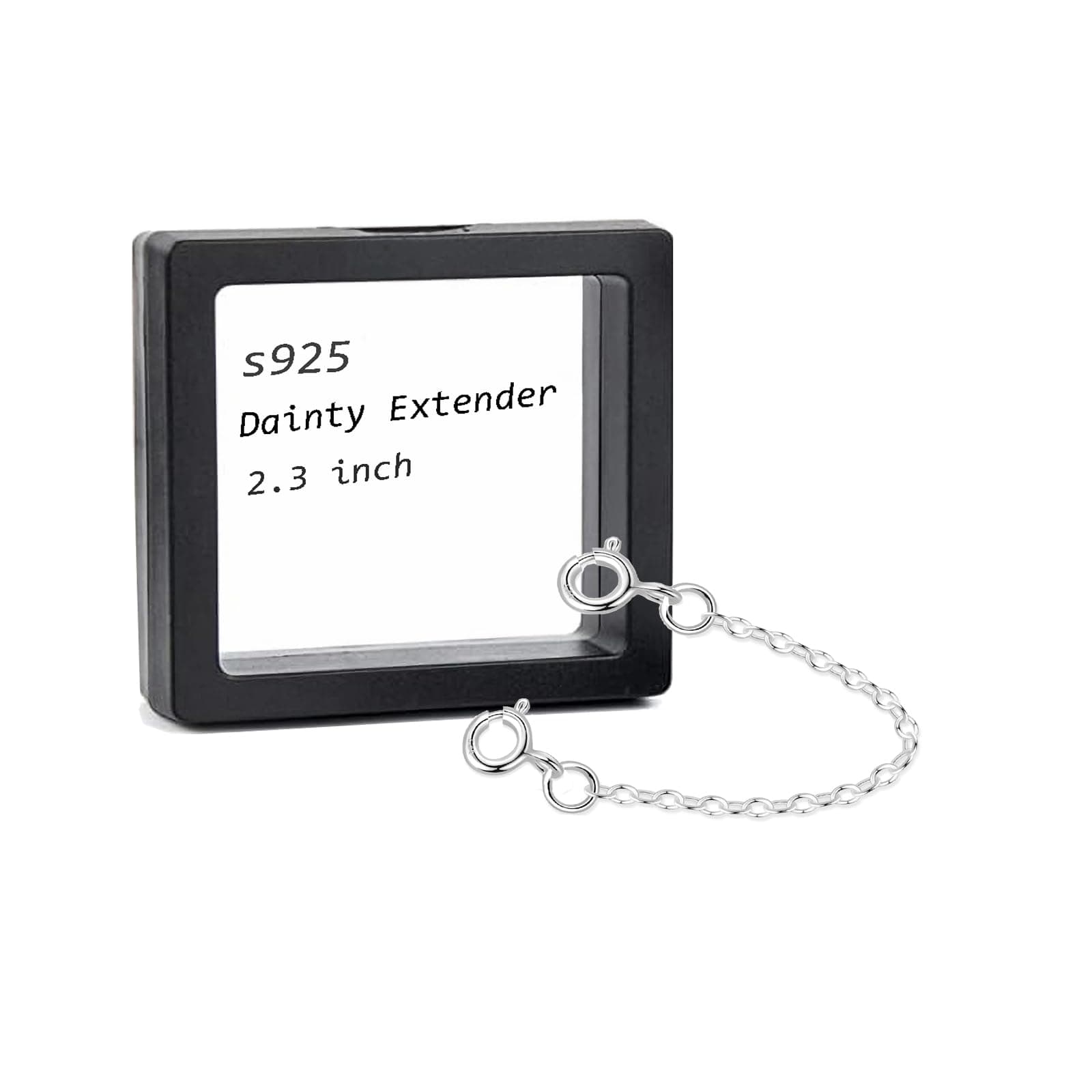 Necklace Extender Sterling Silver for Women 925 Bracelet Safety Security Extension Chain for Dainty Jewelry 2.4" Length