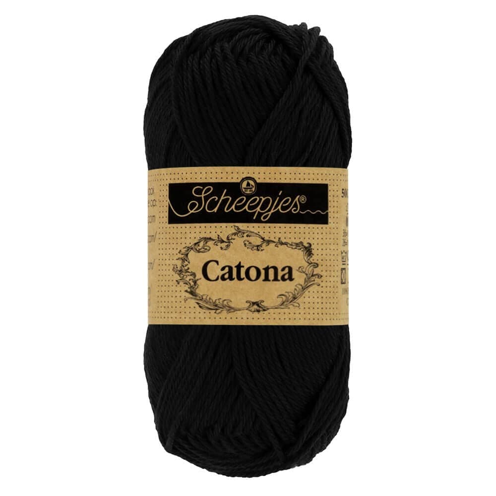 Catona Cotton Yarn, Jet Black 110, 50 g (1.76 oz)