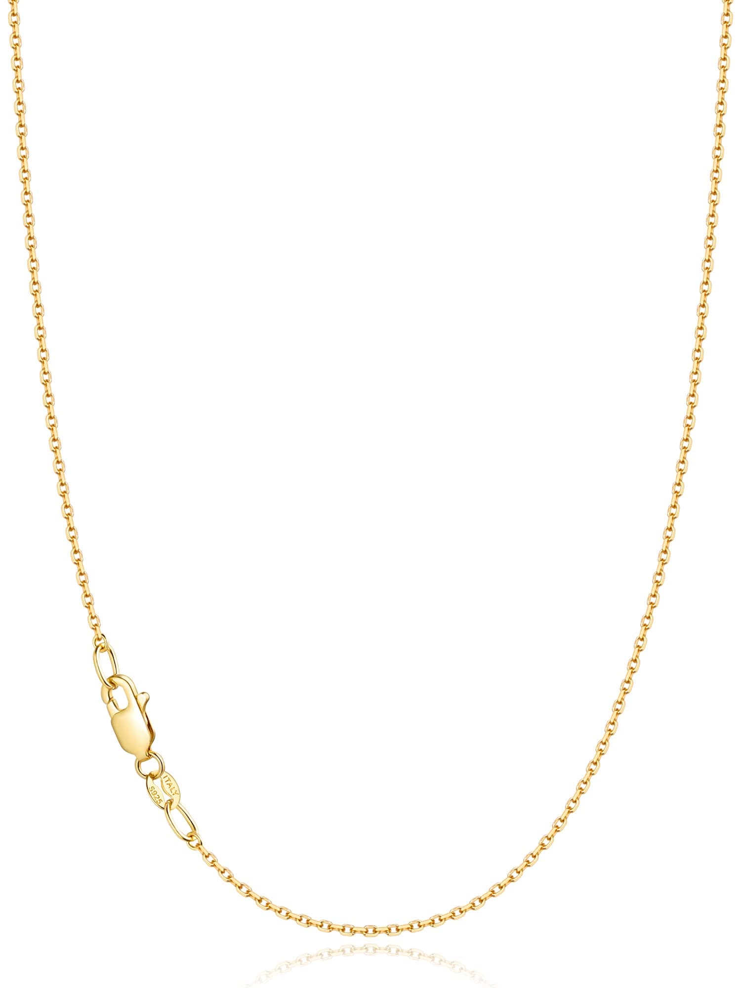 18k Gold Plated 925 Sterling Silver Chain Necklace for Women, 1.1mm Cable Chains Necklace Thin & Dainty & Sturdy Women's Chain Necklaces, 14/16/17/18/20/22/24 Inches