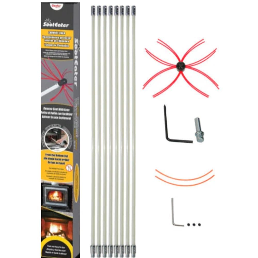 SootEater Rotary Chimney Cleaning System with 24 ft. Flexible White Rods