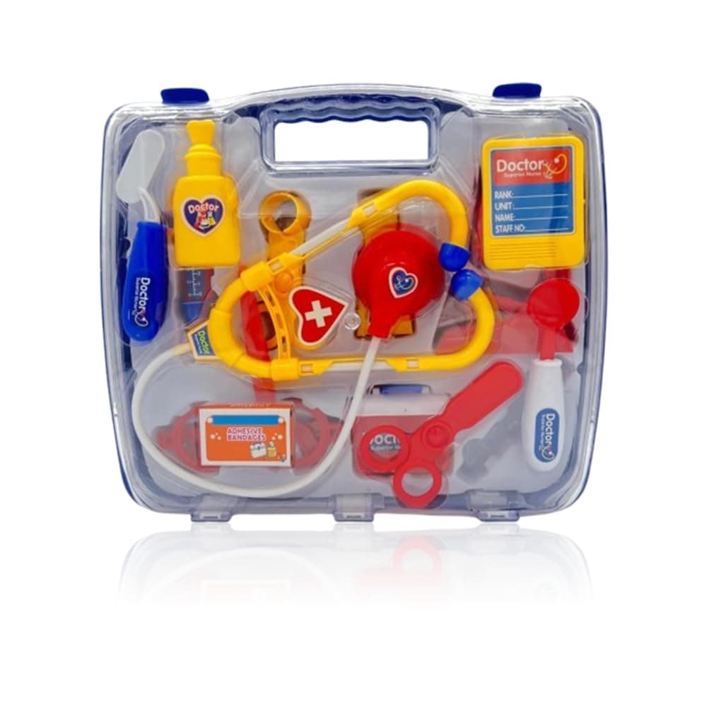 Kids Role Play Portable Doctor Set – Medical Kit for Children with Pretend Play, Nurse & Doctor Simulation, Portable Medical Clinic Suitcase, 14 PCS Puzzle Play Set for Boys & Girls (Blue)