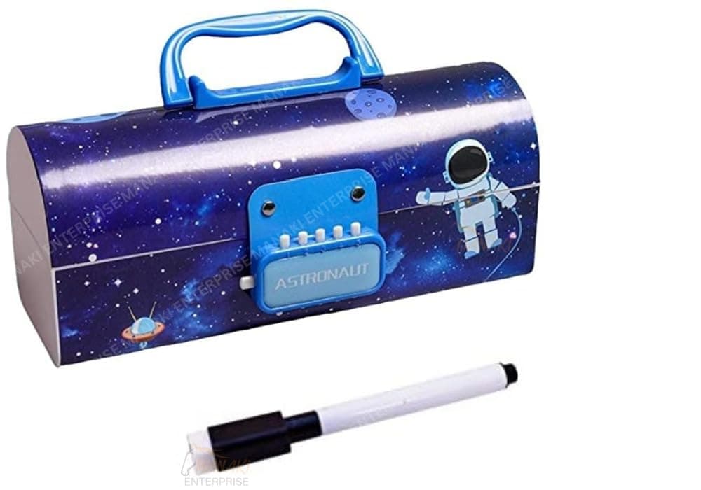 Plastic Kids Pen&Pencil Box Suitcase Style Password Lock Pencil Case,Multi-Layer Pencil Box For Kids,Boys,Girls,Stationary Organizer Case,Return Gift (Astron. - Blue Pencil Box)
