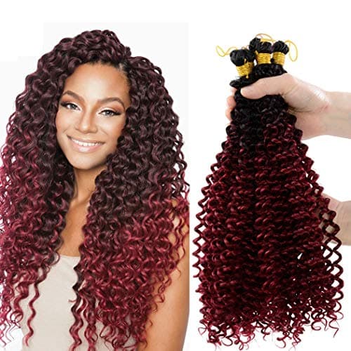 5pack Passion Twist Braiding Hair 20 inch water wave crochet braids ombre Synthetic Kinky Curl Hair Extension (20inch, Tbug)