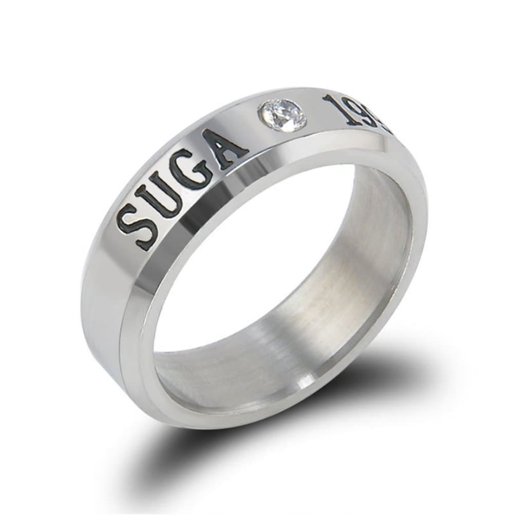 Thelivingstar BTS Members Name Date Fashion Jewelry Silver Ring (Suga)