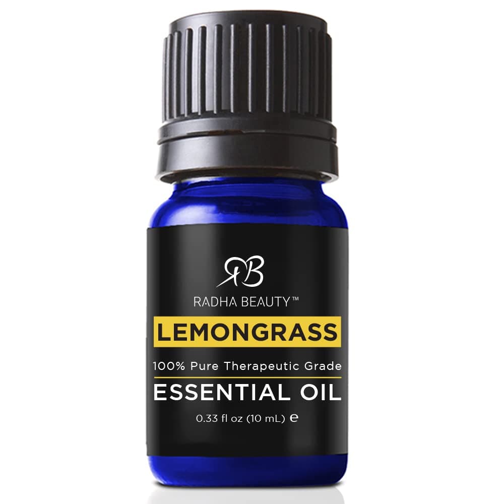 Radha Beauty Lemongrass Essential Oil 10ml - 100% Pure & Therapeutic Grade for Aromatherapy, Relaxation, Healthy Respiratory Function, Soothing and Positive Mood, Beautiful Citrusy Aroma