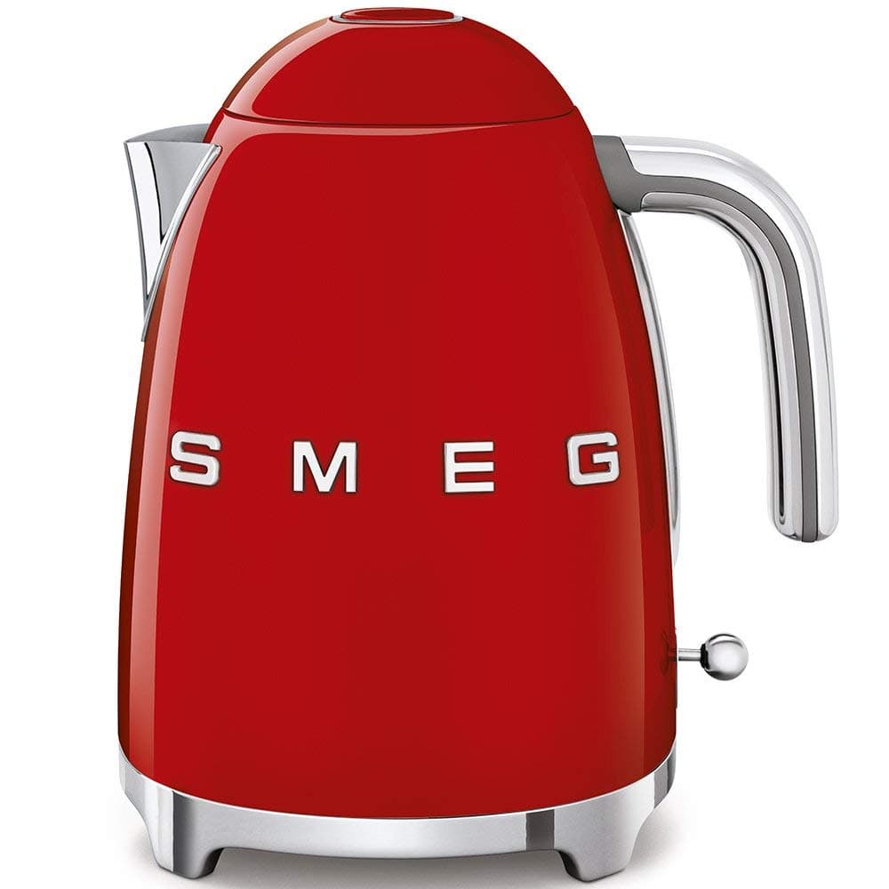 Klf03RdUK, 50'S Retro Style Kettle, 1.7 L Capacity With Water Level Indicator, 360 Swivel Base, Anti-Slip Feet, Soft Opening Lid, Stainless Steel, Red,1 Year Warranty
