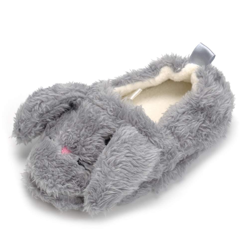 Csfry Baby Girl's Premium Soft Plush Slippers Cartoon Warm Winter House Shoes Gray US 5-6